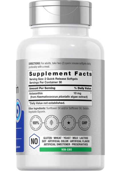Horbäach Astaxanthin Algae Derived Eyes Skin Health 10MG 60 Softgels fiyatları