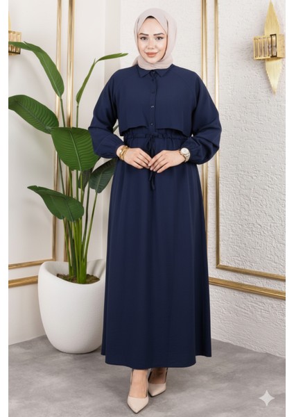 Aller Detay Beli Tünel Elbise-Lacivert modelleri