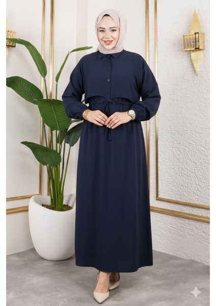 Aller Detay Beli Tünel Elbise-Lacivert indirimleri