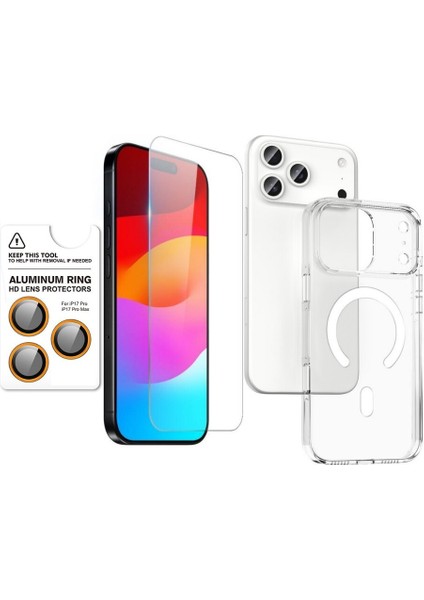 iPhone 17 Pro Max Kılıf Kripto Multi Set Paket Kılıf Ekran Koruyucu Kamera Lens Koruyucu