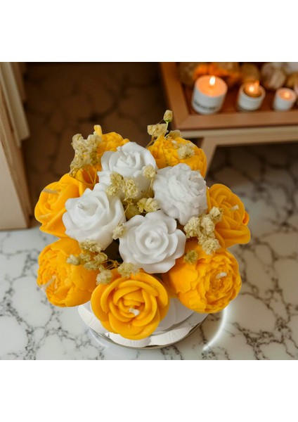 Balkabağı Vazo Çiçek Mum – Soya Wax Kokulu El Yapımı Dekoratif Çiçek Mum Seti modelleri