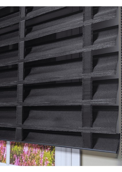 Picasso Shadow Silüet Kumaş Jaluzi Store Perde, Alüminyum Kasalı Yüksek Kaliteli - Siyah 2111XSHADOW