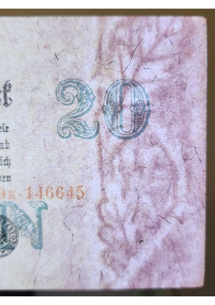 Almanya 20 Milyon Mark 1923 Weimar Cumhuriyeti Dönemi. Çil(-) fiyatları