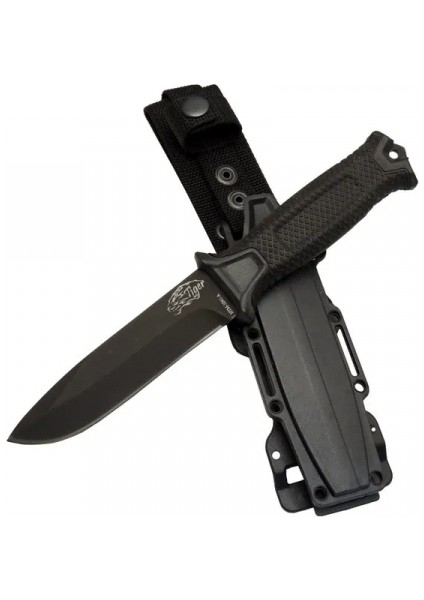 Tiger Tactical Htm 1041 A Siyah Outdoor / Survival Bıçak 27CM - Kauçuk Sap, Kılıflı, Kutulu