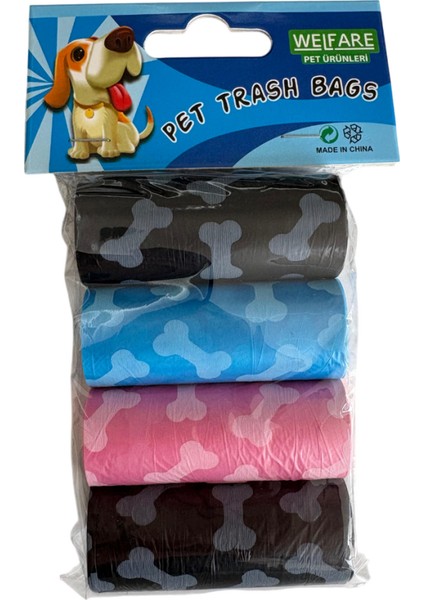 4 Lü Rulo Evcil Hayvan Köpek Dışkı Toplama Kaka Rulosu Torbası Poşeti