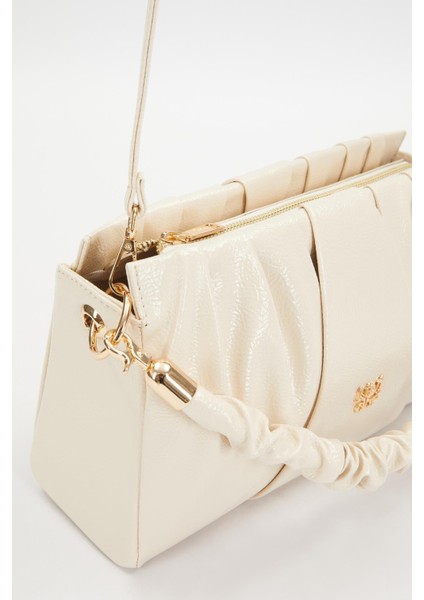 Rugan Büzgü Detaylı El ve Omuz Çantası 930074 Krem fırsatları