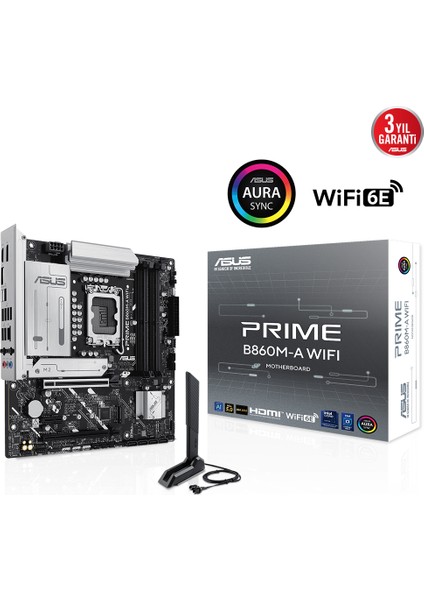 Asus Prıme B860M-A Wıfı 4x Ddr5 Dp/hdmı 2x M.2 1x 2.5glan/wıfı/bt Usb3.2 1851P Anakart