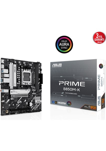 Asus Prıme B850M-K 4xddr5 Hdmı+Dp 2xm.2 Am5 Anakart