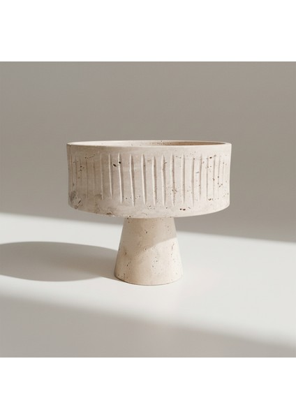 Traverten Mermer Sunum Standı – El Yapımı Doğal Taş Dekoratif Sunumluk ve Servis Ürünü