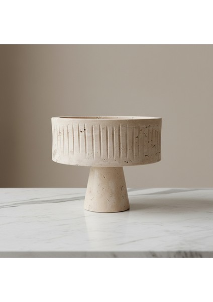 Traverten Mermer Sunum Standı – El Yapımı Doğal Taş Dekoratif Sunumluk ve Servis Ürünü modelleri