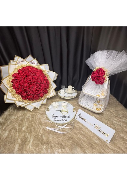 Kız Isteme Söz Nişan Çikolata & Sunum Seti, Isimlikli