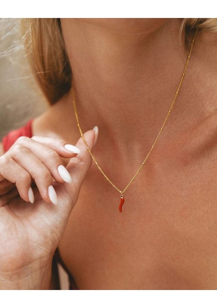 925 Ayar Biber Şans Kolye