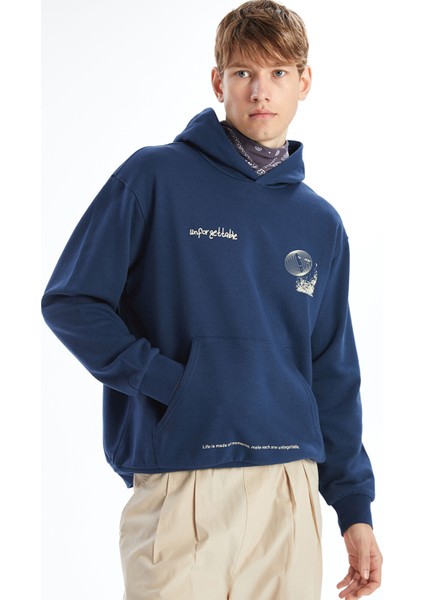 Yeni Sezon Uzun Kollu Baskılı Erkek Kalın Hoodie