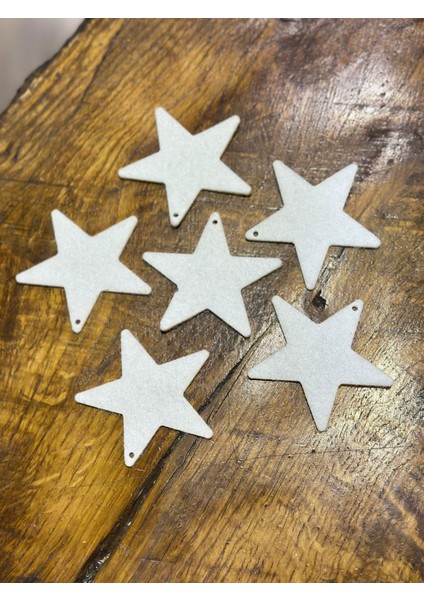 6 Adet Keçe Beyaz Yıldız Arma Dikiş Aksesuarı 8x8 cm