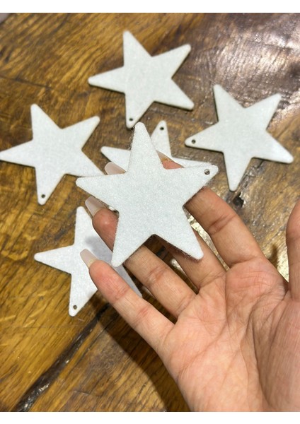6 Adet Keçe Beyaz Yıldız Arma Dikiş Aksesuarı 8x8 cm modelleri