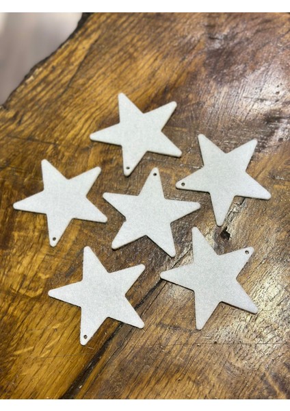 6 Adet Keçe Beyaz Yıldız Arma Dikiş Aksesuarı 8x8 cm fırsatları