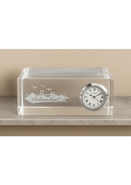 Istanbul Tasarımlı Kristal Saatli Biblo