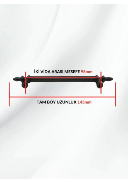 Zeymen Hırdavat 96MM Siyah Plastik Çekmece Dolap Şifonyer Çubuk Kulp [10 Adet]