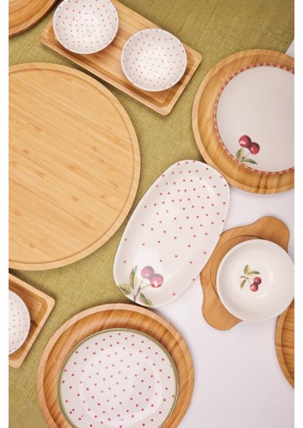 Eden 6 Kişilik 27 Parça Doğal Bambu Porselen Kahvaltı Takımı – Kahvaltı Seti Sunum Seti modelleri