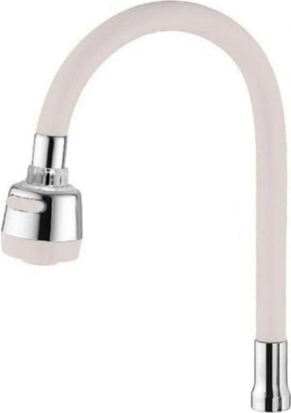 Ieg® Renkli Silikonlu Oynar Başlıklı 2 Fonksiyonlu Spiral Musluk Başlığı - Beyaz (4887)