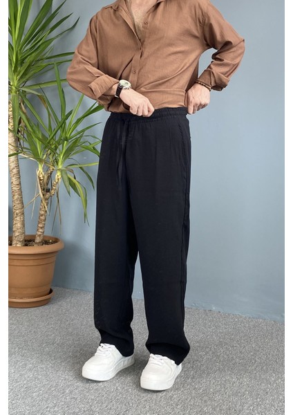 Modal Kumaş Bağcıklı Baggy Pantolon Haki