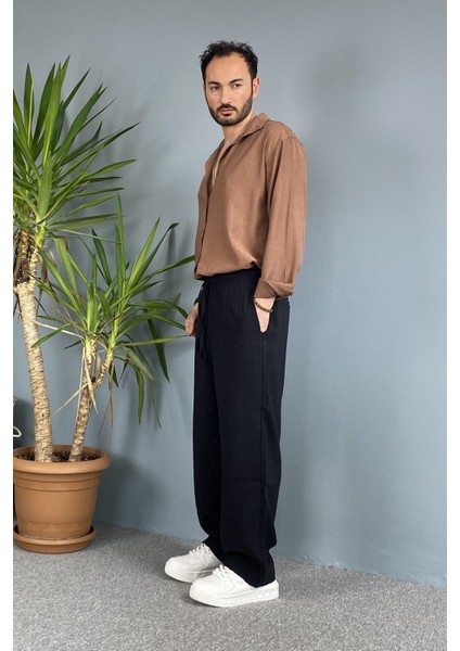 Modal Kumaş Bağcıklı Baggy Pantolon Haki modelleri