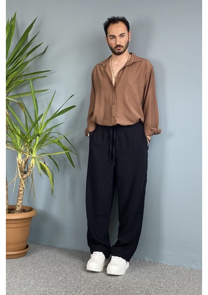 Modal Kumaş Bağcıklı Baggy Pantolon Haki fırsatları