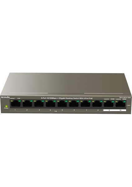 Tenda TEF1110P-8-102W 10 Port 10/100 8 Port Poe 2 Port Gıgabıt Uplınk 102W Yonetılemez Desktop Swıtch fiyatları