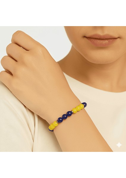 Küre Kesim Sarı Lacivert Jade Hematit Doğaltaş Kadın Taraftar Bileklik modelleri