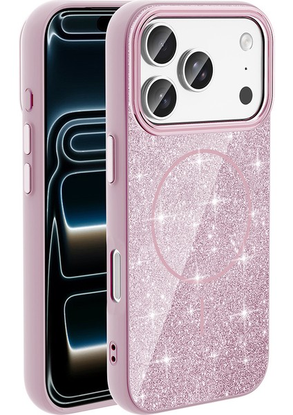 Apple iPhone 17 Pro Max Kılıf M-Safe Şarj Özellikli Parlayan Simli Zr-Okso fiyatları