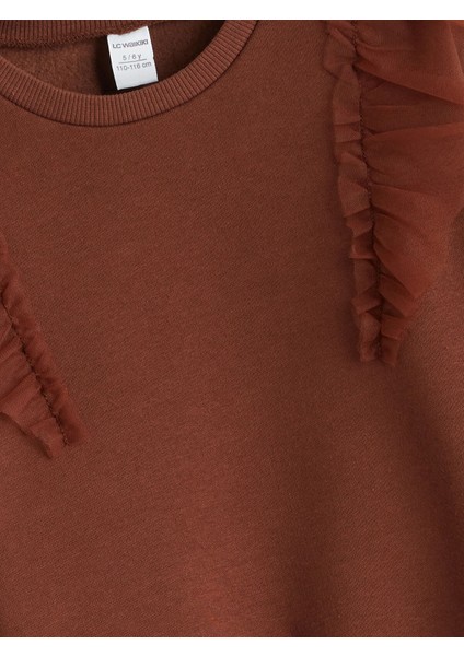 Yeni Sezon Bisiklet Yaka Fırfırlı Kız Çocuk Sweatshirt modelleri