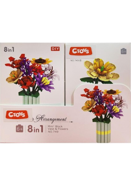 Oyuncak Mini Blok Flower 8 Li Stant CTOY-749
