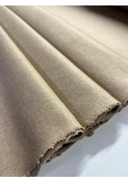 Ithalyan Yün Kaşmir Kumaş Kum Beji Renk Ceket Kaban Giyim Kumaş- Metrelik Çift En 150 cm