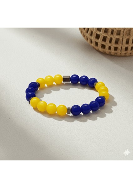 Küre Kesim Sarı Lacivert Jade Hematit Doğaltaş Kadın Taraftar Bileklik fırsatları