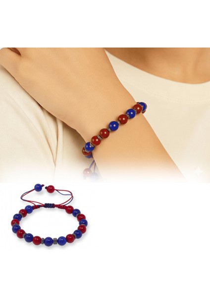 Makrome Örgülü Küre Kesim Bordo Mavi Jade Hematit Doğaltaş Kadın Taraftar Bileklik fiyatları