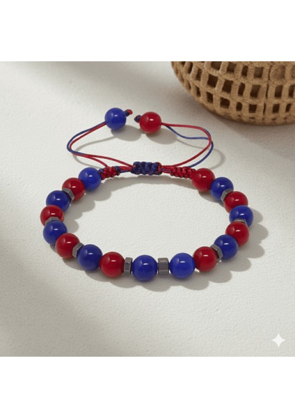 Makrome Örgülü Küre Kesim Bordo Mavi Jade Hematit Doğaltaş Kadın Taraftar Bileklik fırsatları