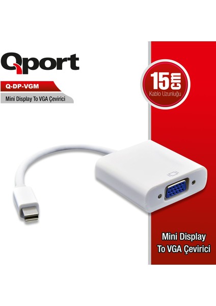 Qport Q-Dp-Vgm Mını Dısplay To VGA Çevirici Adaptör