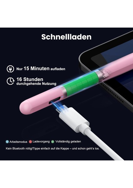 Ipad A16 Air 6/7/8/9/10/11/12. Nesil Avuç Içi Red Palm Rejection Tablet Kalemi Stylus Yazı Çizim Pen