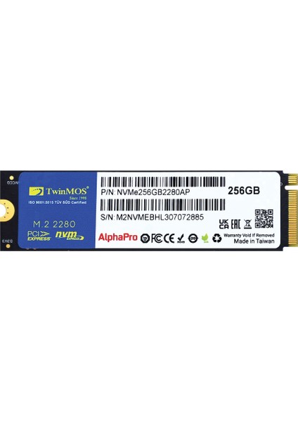 Twınmos 256GB 3600/3250MB/S M2 Pcıe Gen3 Nvme SSD NVME256GB2280AP 3d-Nand