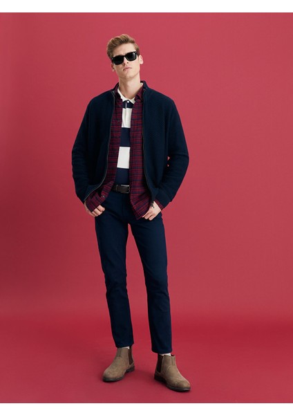 Yeni Sezon Standart Kalıp Dokulu Erkek Pantolon