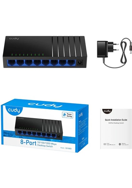 Cudy GS108D 8 Port 10/100/1000 Yonetılemez Desktop Swıtch Plastik Kasa