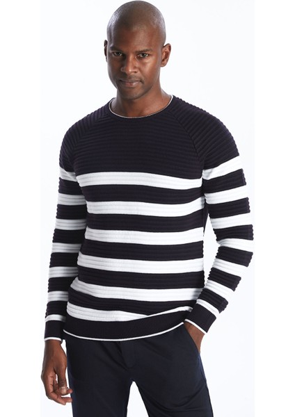 Yeni Sezon Bisiklet Yaka Uzun Kollu Çizgili Erkek Triko Kazak