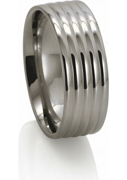 Gümüş Renk Beş Sıra Tasarım 316L Kalite Paslanmaz Çelik Kadın Yüzük Alyans - 23 Ölçü