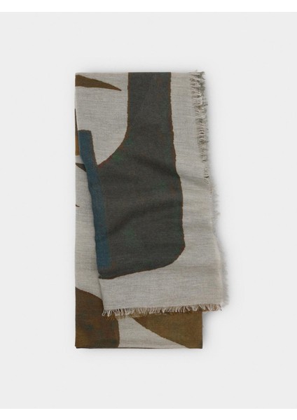 Pamuk ve Yün Karışımı Desenli Atkı