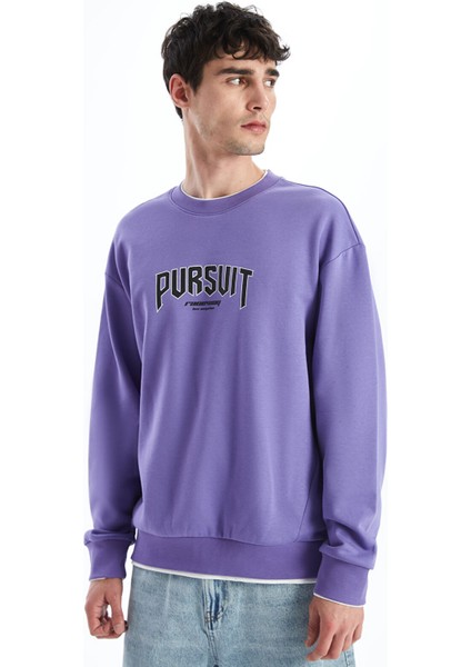 Yeni Sezon Bisiklet Yaka Baskılı Erkek Kalın Sweatshirt