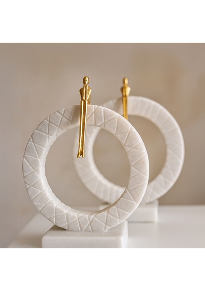 Mermer Dekoratif Obje Seti 2’li – El Yapımı Doğal Taş Modern Ev ve Ofis Dekor Ürünü