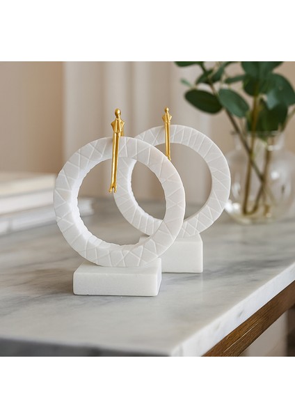 Mermer Dekoratif Obje Seti 2’li – El Yapımı Doğal Taş Modern Ev ve Ofis Dekor Ürünü