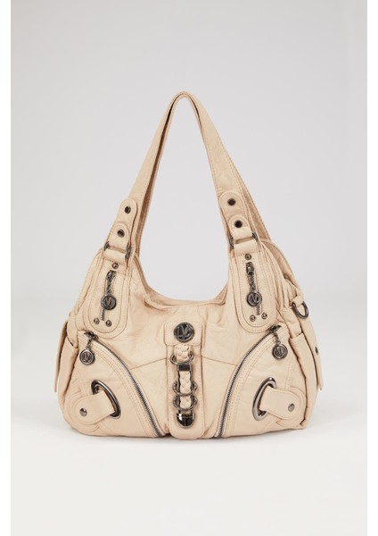 Metal Detaylı Omuz Askılı Kadın Çanta 930263 Krem fiyatları
