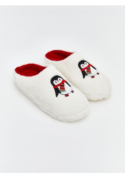 Yeni Sezon Penguen Nakışlı Pelüş Kız Çocuk Ev Terliği
