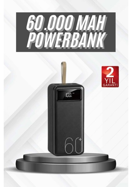 Hızlı Şarj 4 Çıkışlı Powerbank 60.000 Mah Taşınabilir Dijital Göstergeli